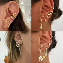 US $0.96 45% OFF|Vintage Metal Earrings Map Heart Moon Star Stud Earrings Set For Women Bohemian Cactus Mixed Bohemian New Femme Earrings Jewelry on AliExpress 