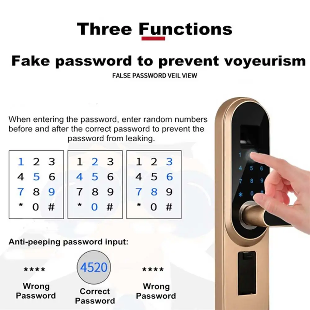 Электронный смарт-замок отпечатков пальцев безопасности Bluetooth App WiFi цифровой код IC карты биометрический