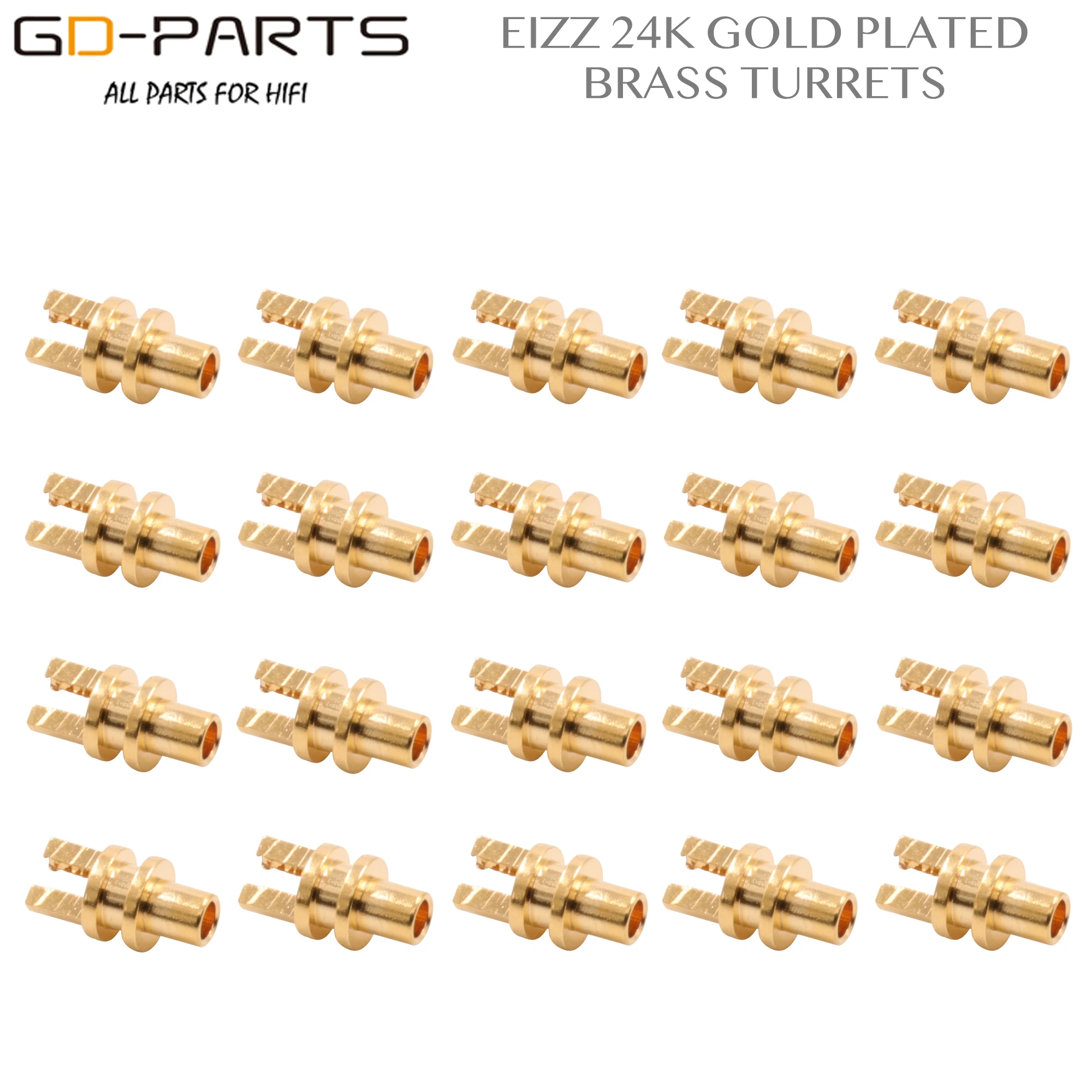 Latão Terminal Lugs Posts para Hifi Audio Faça Você Mesmo Turret Tag Board Tubo Vintage Guitarra Amp Banhado a Ouro 24k