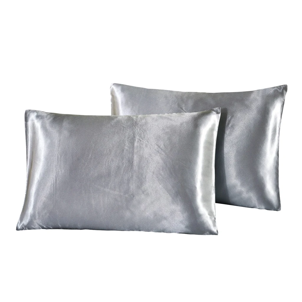 2 Pieces Solid Color Luxury Silky Bedding Pillowcases, Silk Pillows Case, US Size - Standard Twin/ Queen/ King