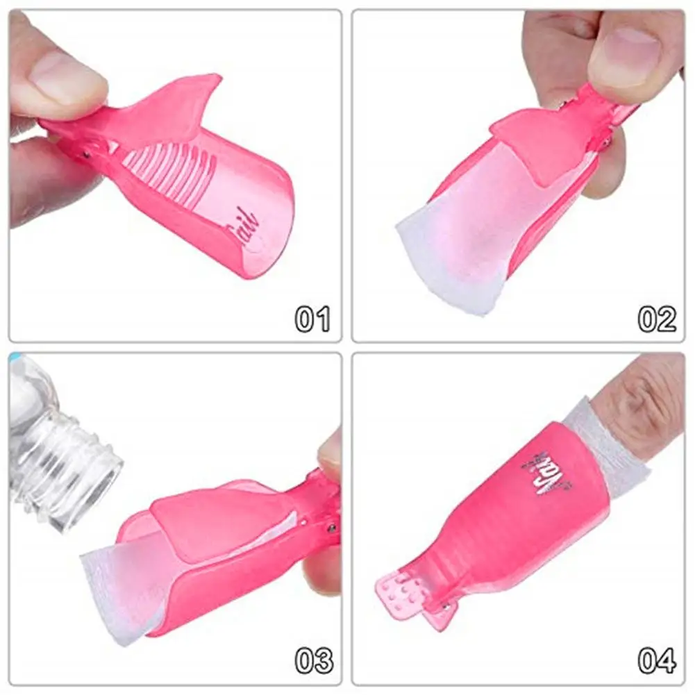 20pcs Portable Nail Polish Remover Clip Wrap Nail UV Gel Cleaning Soak Off Cap Reusable UV Gel Removal Clip Wrap Nail Art Tools