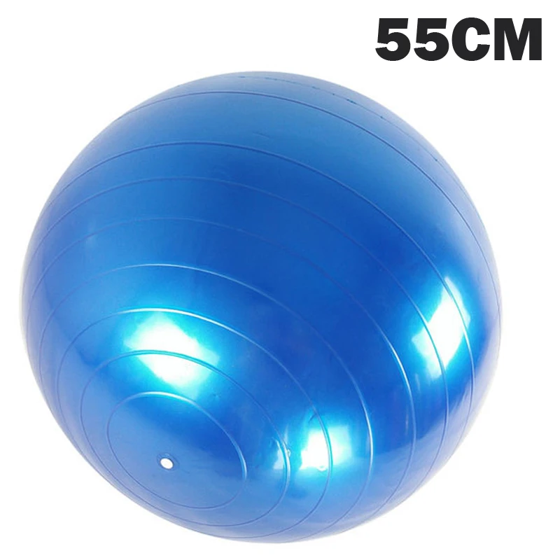 Мячи для йоги Пилатес фитнес спортзал мяч для упражнений тренировки фитбол при определении размера vedio баланс 45/55/65/75/85 см - Цвет: 55CM Blue