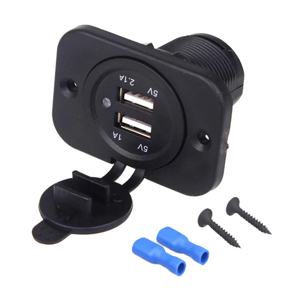 

Hot 12V Dual USB Car Charger with Panel Waterproof Power Adapter Socket Outlet for Vehicle Boat Truck Motorcycle
