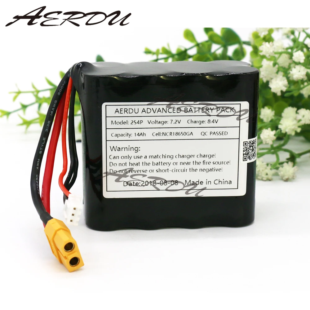 

AERDU 2S4P 7.2V 14Ah 7.4v UAV lithium ion battery pack 8.4V For NCR18650GA NO BMS Drone RC boat car toy high performance 40A