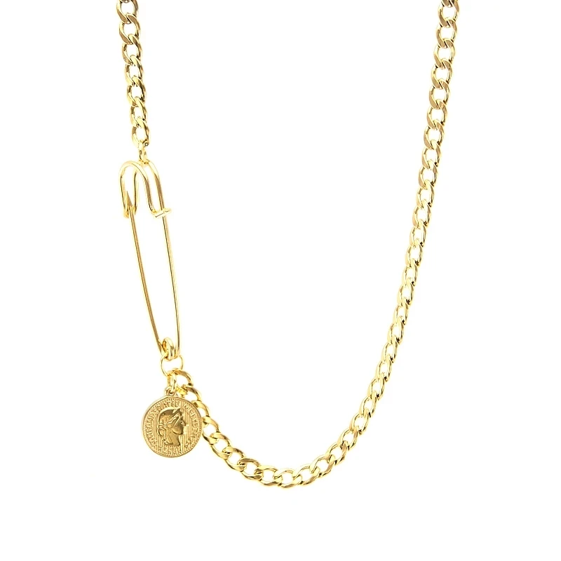 Safety Pins Stainless Steel Necklace 