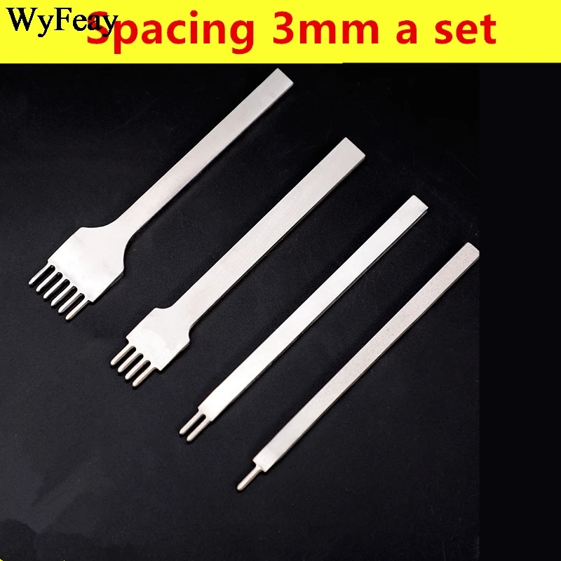 4 Teile/satz Hand Leder Handwerk Werkzeuge Locher Schnürung Stitching Hand-genäht Gürtel Weiß Stahl Verweilen Hiratsuka Prong Punch kits – Detail 12