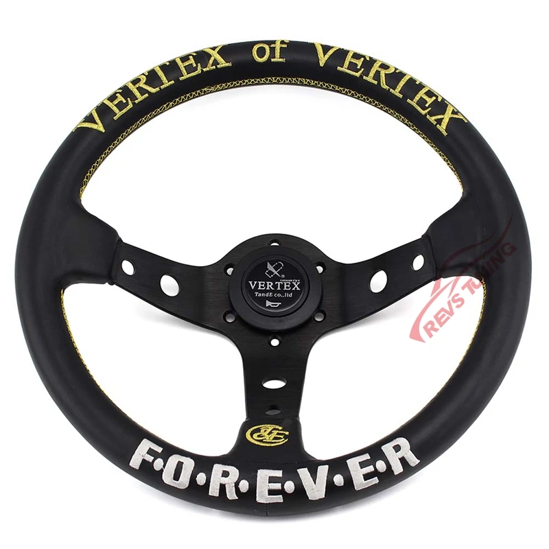 Универсальный 330 мм 14 дюймов Vertex навсегда вышивка глубокий кожи автомобиля Тюнинг, гонки Rally Drift Спортивное Рулевое Колесо