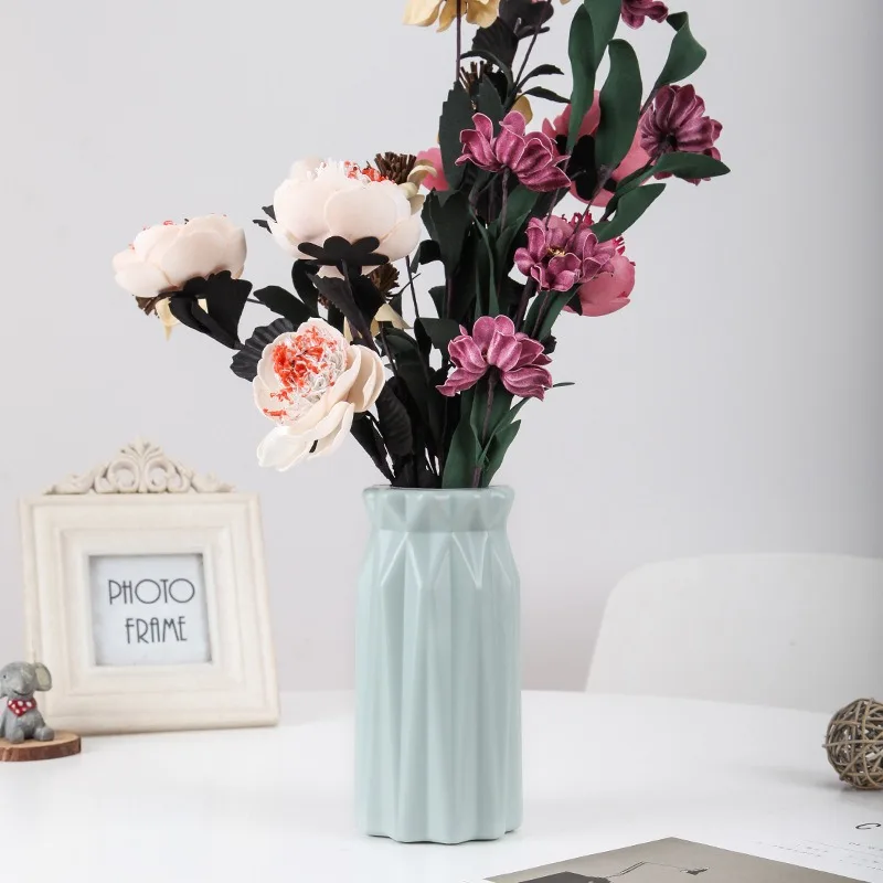 Modern Flower Vase White Pink Plastic Vase Flower Pot Basket Nordic Home Living Room Decoration Ornament Flower Arrangement