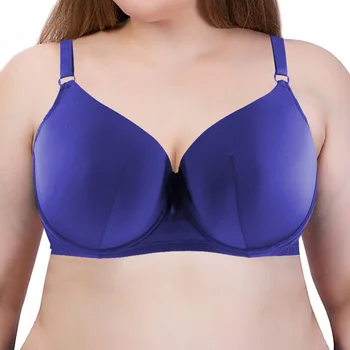 

YBCG 5 Colors Dark Blue Women Bra Plus Size Underwear Big Cup Bow Solid Underwire Bras For Women 48-54 E Cup
