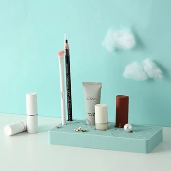 

1pcs 4 Colors Non-slip Cosmetic Storage Box Portable 8 Grids For Desktop Lipstick Storage Rack Silicone/ABS Makeup Brush Holder