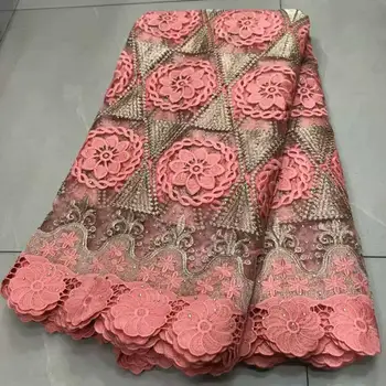 

Peach African Lace Fabrics 2020 High Quality Lace Nigerian Tulle Lace Fabric Gold Line Milk Silk French Net Lace Fabric BB3-6