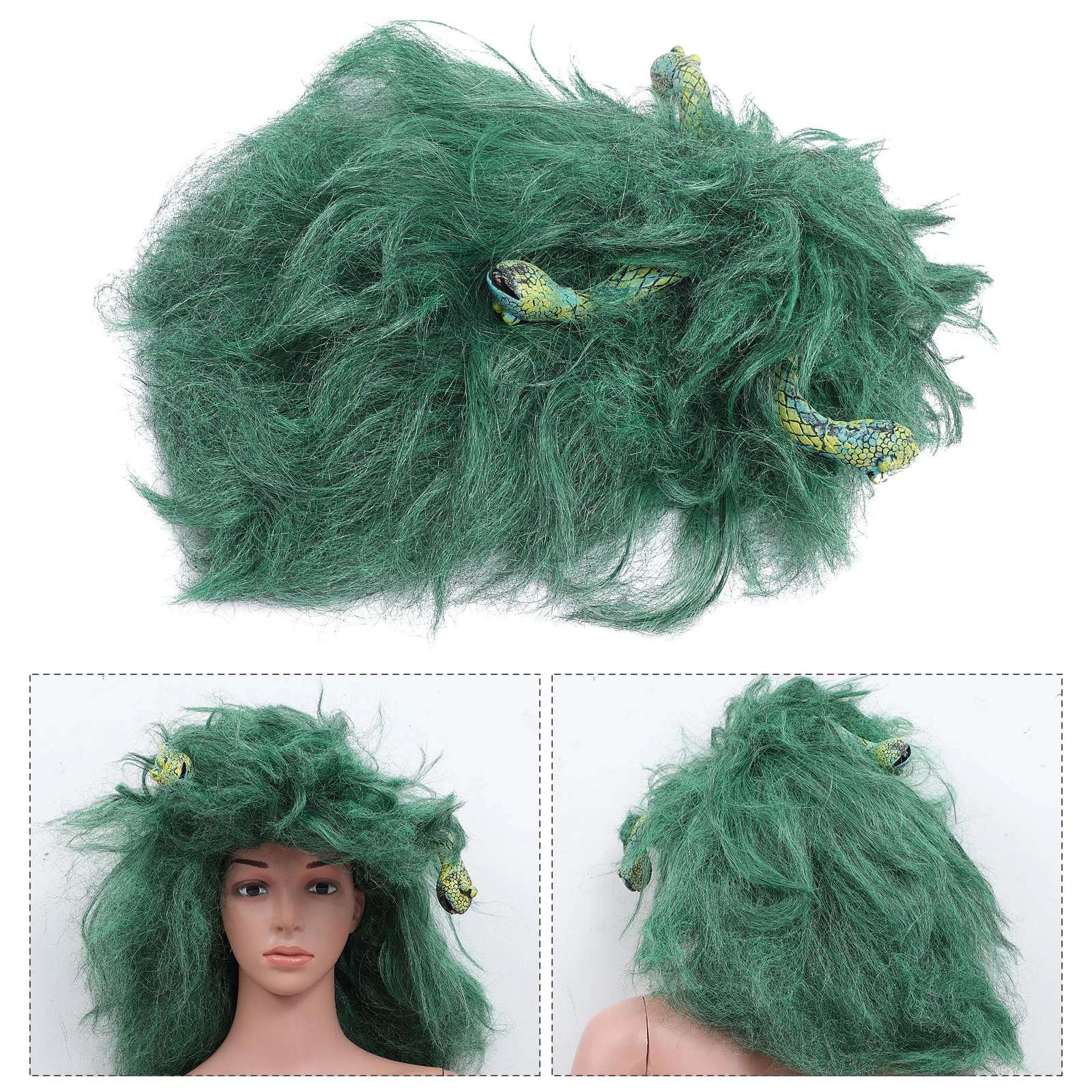 Peluca de serpiente para Cosplay de Halloween, accesorios de disfraces de  escenario Medusa, color verde, 1 unidad|Decoraciones DIY de fiestas| -  AliExpress