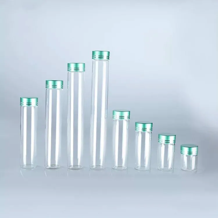 2PCS 15/30/40/50/60/80/100/110ml Glass Bottles Vials Jars with Red/Silver/Blue/Green/Gold Color Screw Cap DIY Wedding Home Decor 4