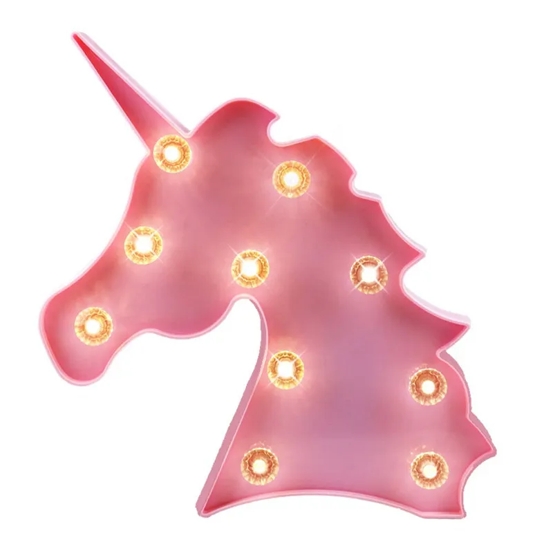 Розовый 3D единорог светодиодный ночник Unicornio вечерние настольные лампы настольный ночник Luminaria детские игрушки на день рождения Рождественский подарок декор - Испускаемый цвет: Тёплый белый