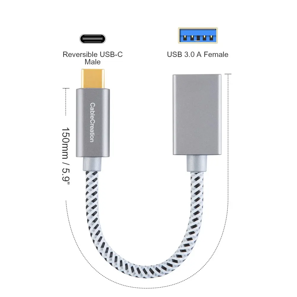 Адаптер type C, 0.5ft USB C к USB 3,0 A женский кабель, поддержка функции OTG, совместимый MacBook, устройства type C