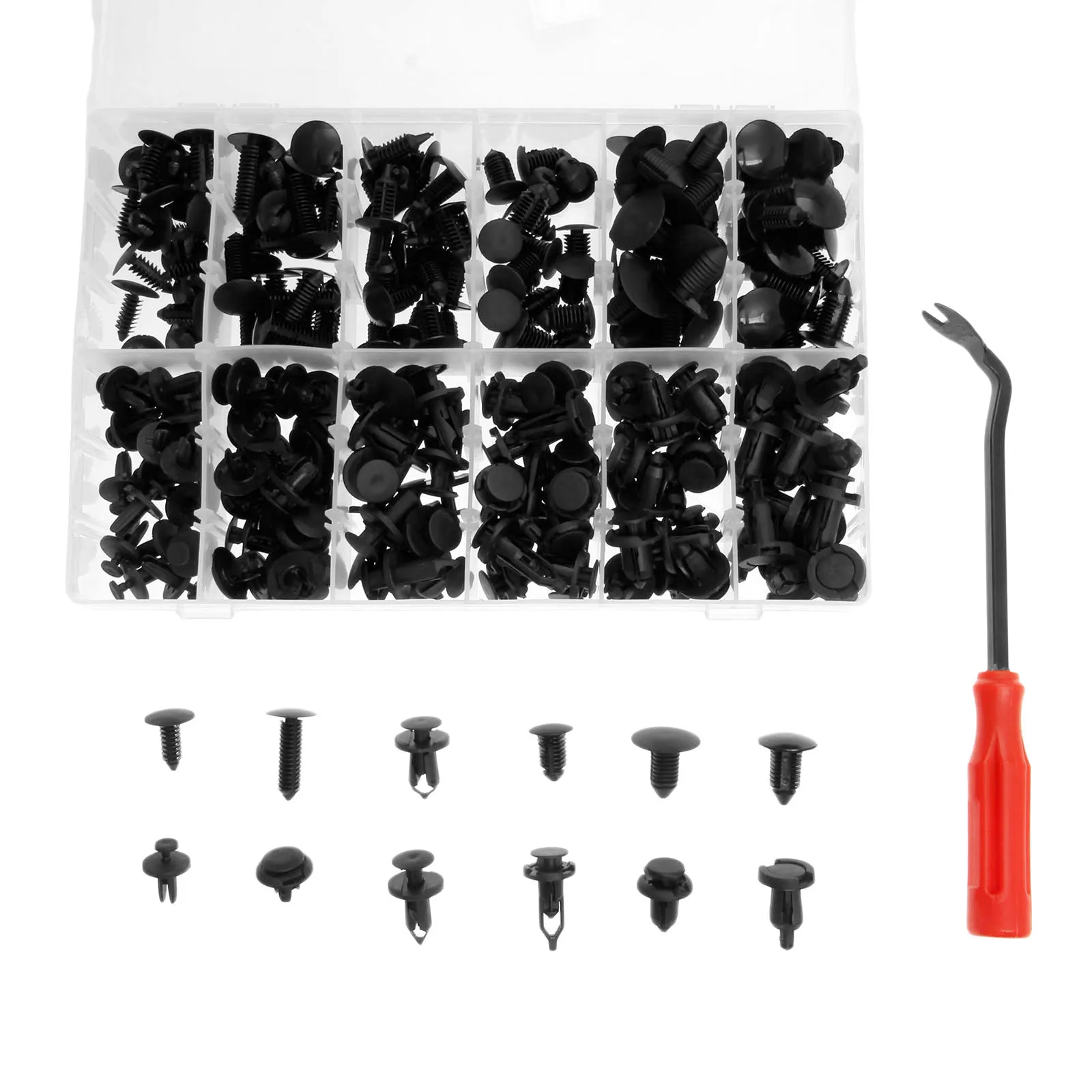 240pcs 12 Sizes HE01 Car Body Push Type Retainers Push Pin Trim Bumper Fixed Clamp Bumper Fastener Clip Push Pin Rivet Trim Auto Plastic Rivet Retainer Assortment