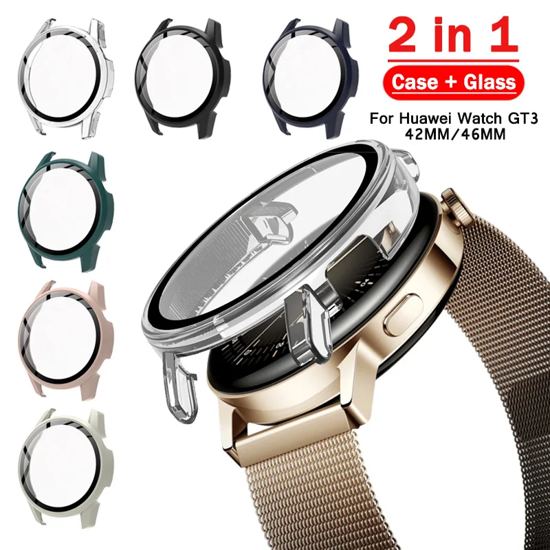 Case Glass Screen Protective Cover for Huawei Watch GT3 Pro 42mm 46mm 43mm Smart Accessories Shell Case screen protectors,watch screen protector,watch screen protector case,smart watch case,watch protector case