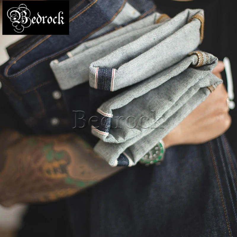 Pantalones vaqueros sin lavar vintage selvedge para hombre, Vaqueros originales con borde rojo, jeans de color primario, ajustados y vaqueros| - AliExpress