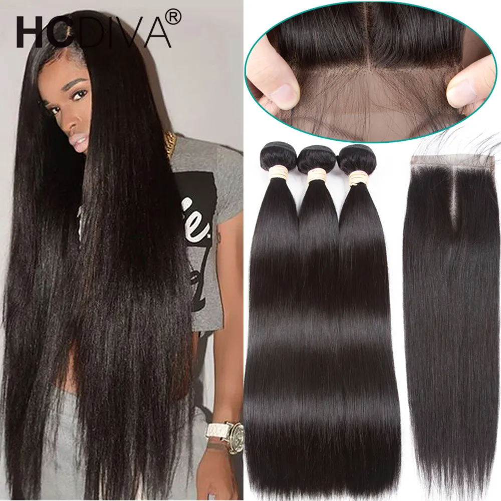 Feixes de Cabelo Humano em Linha Reta com Fechamento Pacotes com Fechamento do Laço Humano com 4x4 Polegada Brasileiro Remy 40 4 5 em linha reta com fechamento 4 pacotes
