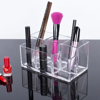

Acrylic 6 Slots Brush Organizer Clear Makeup Brush Storage Box 2 Row Nail Polish Rack Cosmetic Storage Box Make Up Organizer