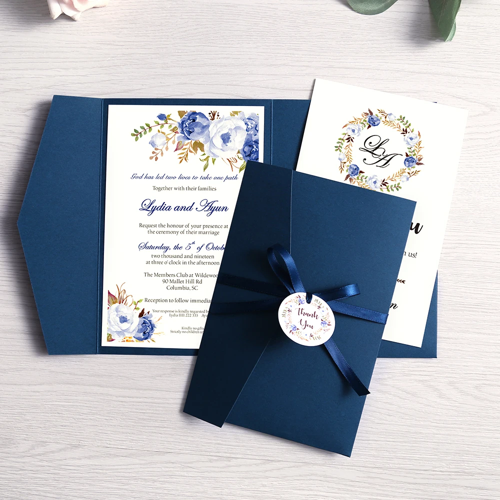 100 шт синие розовые бордовые поздравительные карты с конвертом индивидуальные вечерние приглашения на свадьбу с лентой и биркой, DH0001