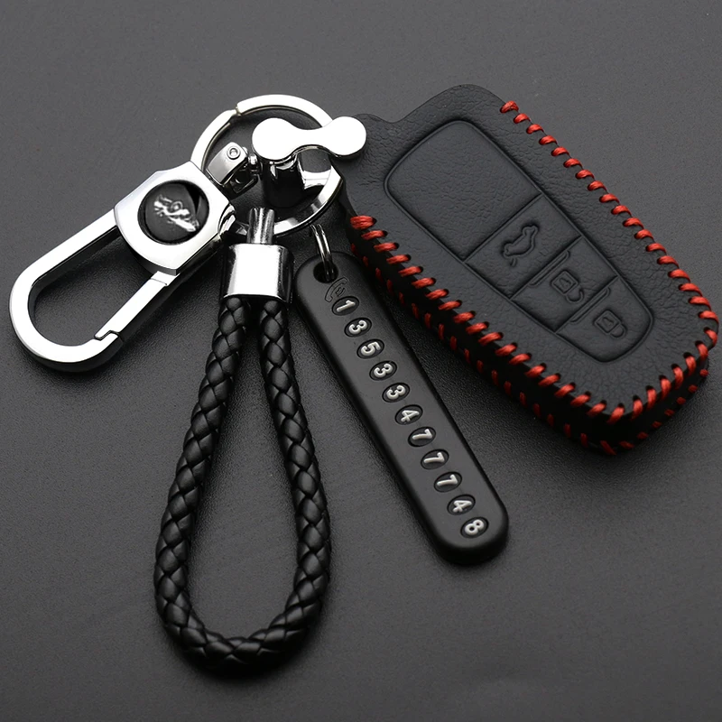 Cuero Luminoso-funda protectora para llave inteligente de coche, accesorio para Toyota Camry CHR Prius Corolla RAV4 Prado 2017 2018
