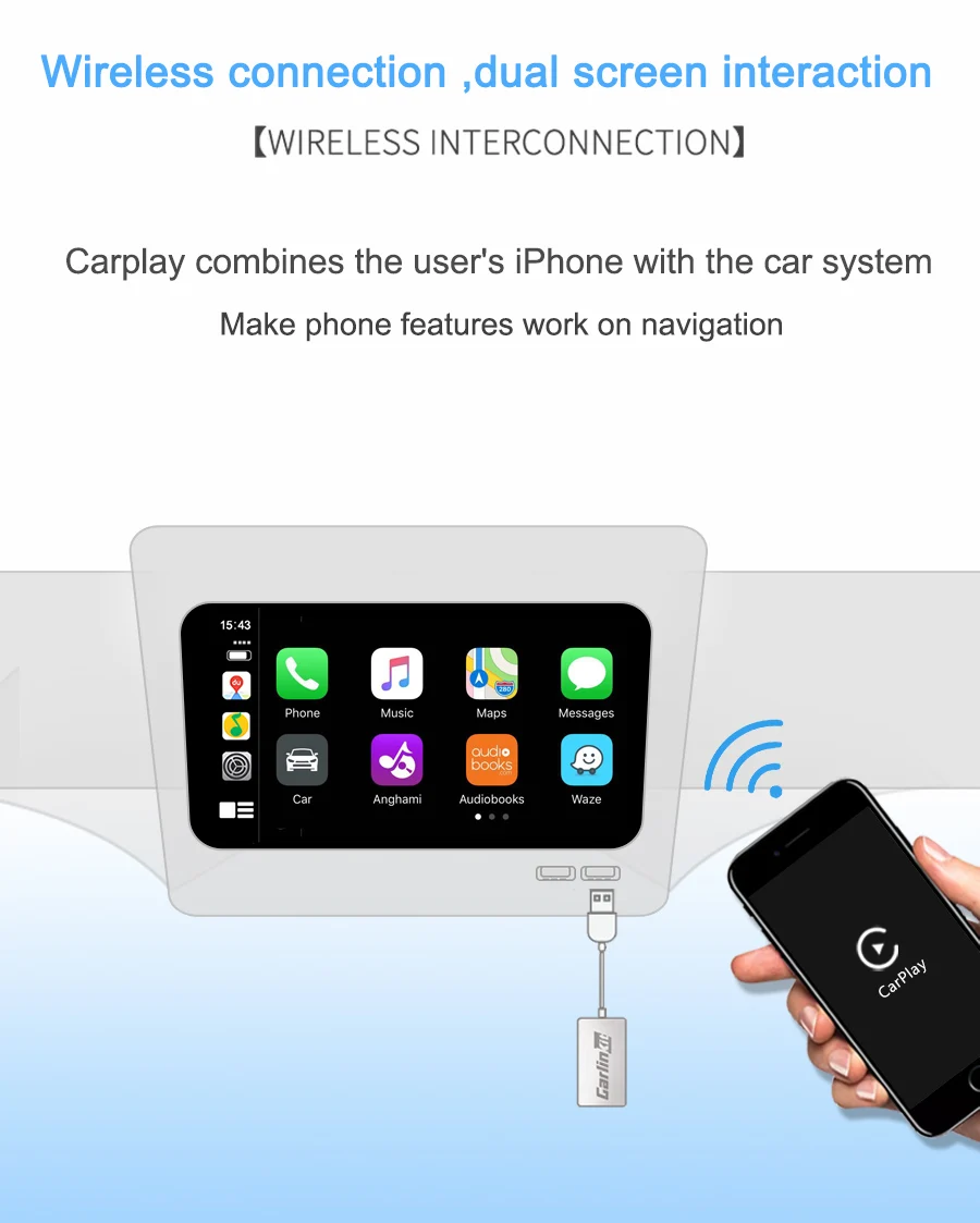 Carlinkit беспроводной Смарт ссылка Apple CarPlay ключ для Android навигации плеер мини USB Carplay палка с Android авто