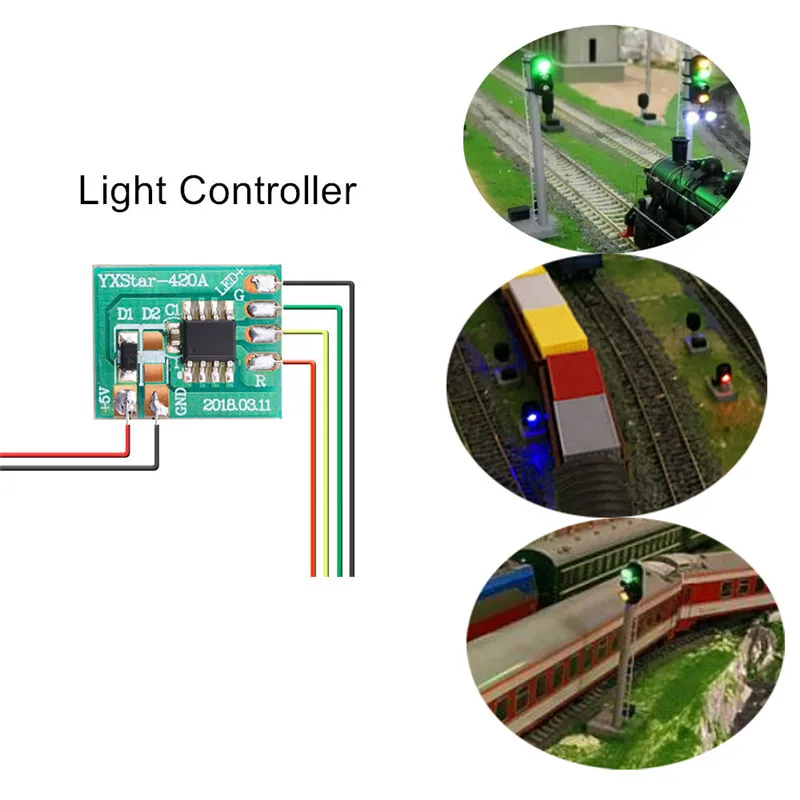 2pcs HO N Scale Model Led Light Electric Circuit Board For Train Railway Miniatures Traffic Light Signal Model 3