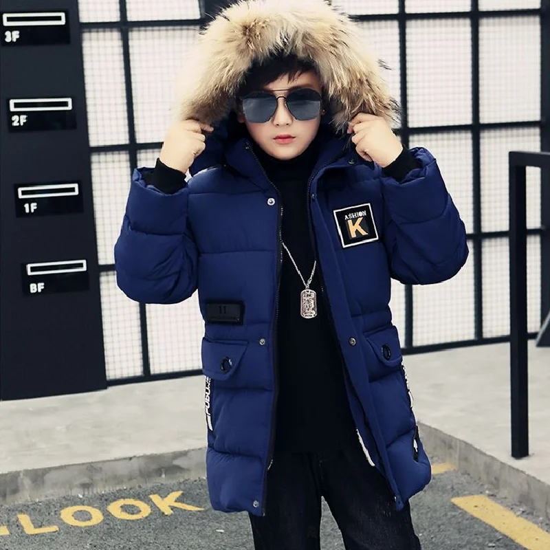 Kids Winter Clothes Plus Fleece Warm Boys Jacket Cotton Thick Hooded Coats for Boy Kids Withstand The Severe Cold Outerwear
