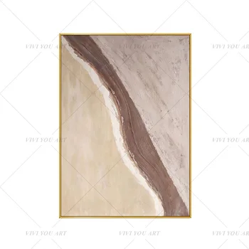 

100% Handmade Brown Beach Abstract Painting Modern Art Picture For Living Room Modern Cuadros Canvas Art High Quality