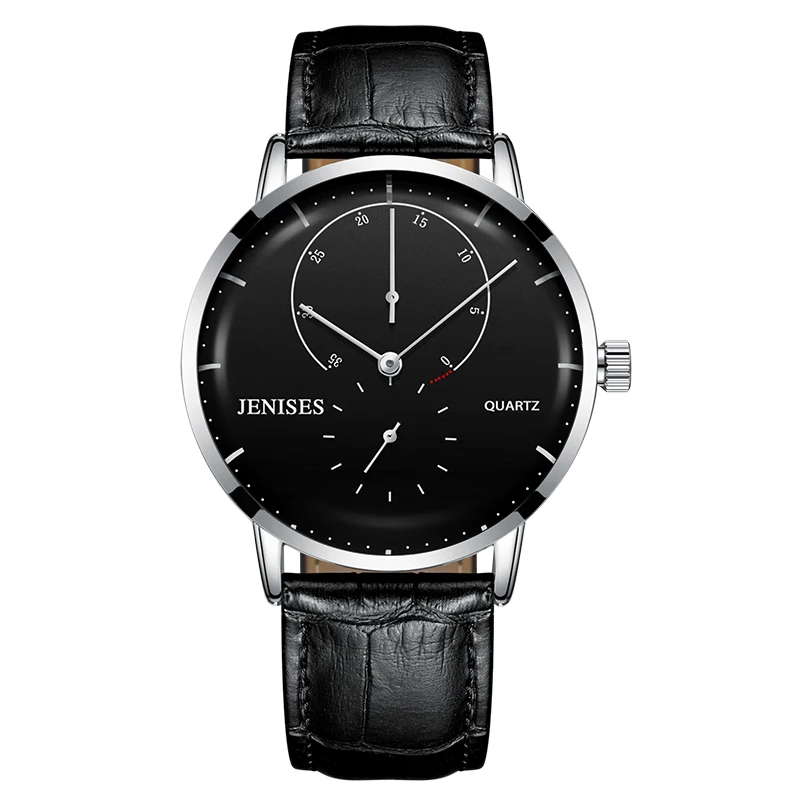 Leather-Silver-black TEENRAM спортивные часы для мужчин s наручные часы Роскошные тяжелый oclock стальной Чехол Кожаный ремешок Бизнес reloj hombre бизнес - Цвет: Leather-Silver-black