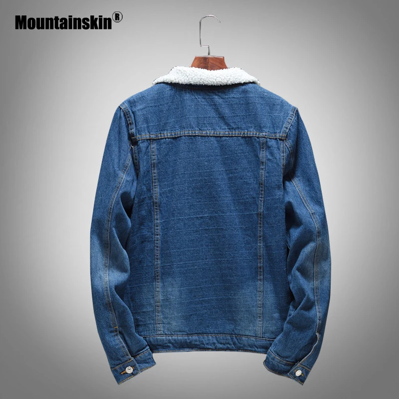 Mountainskin, Мужская зимняя джинсовая куртка, тонкая кашемировая куртка с длинным рукавом, бархатная Мужская джинсовая куртка, брендовая одежда SA737