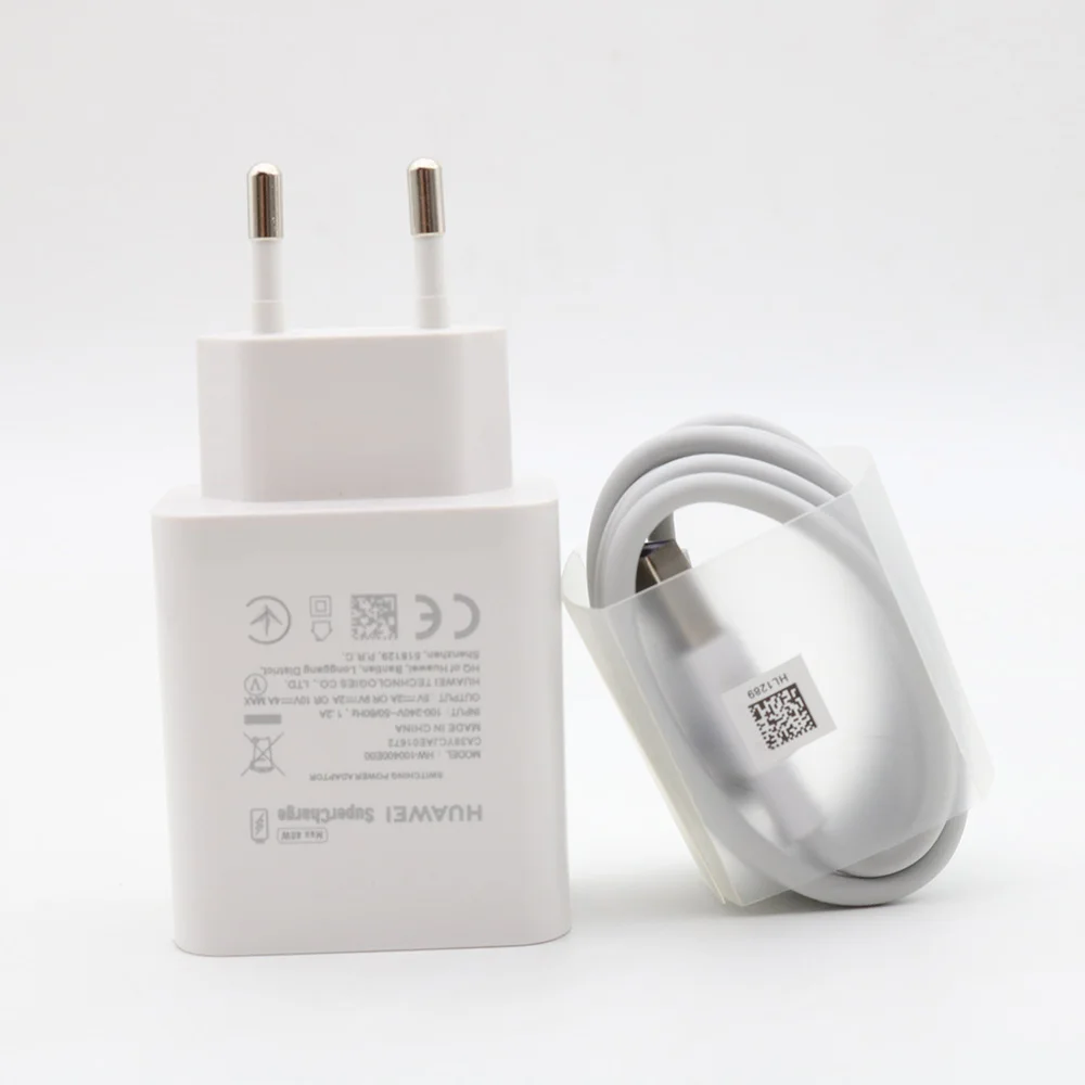 Оригинальное зарядное устройство HUAWEI P30 Pro Super charger Mate20 10 Pro Magic 2 Nova 5 Supercharge Quick Wall Adapter 10 V/4A 1M type-C 3,0 USB кабель - Цвет: EUxcable