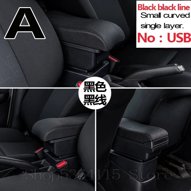 Для Toyota aygo bj подлокотник коробка повысить двойной слой центральный магазин содержание Подстаканник Пепельница аксессуары зарядка через usb - Название цвета: black