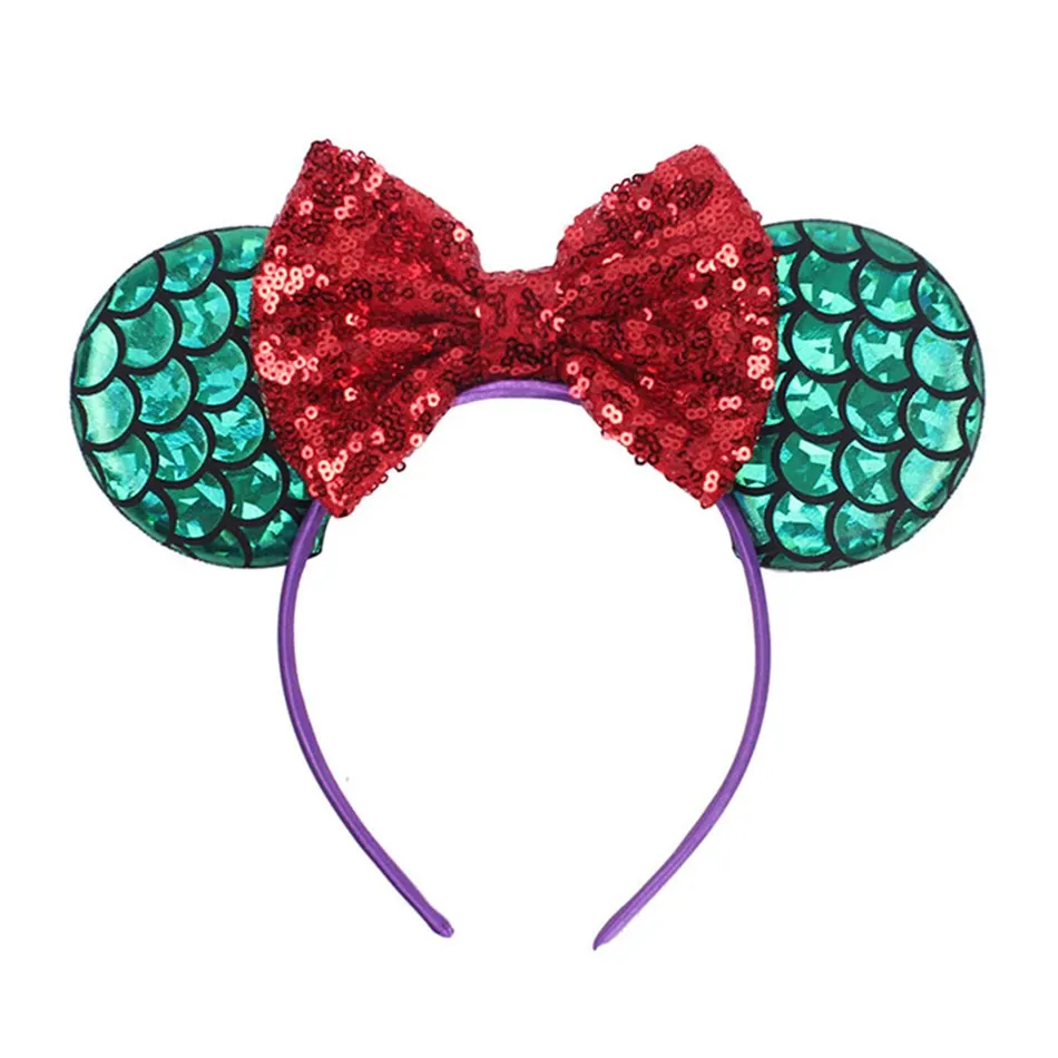 Headband MUABABY нарядный костюм Ариэль для девочек Повседневный Сарафан для мамы и дочки наряд-туника праздничная одежда принцессы на Хэллоуин - Цвет: Headband