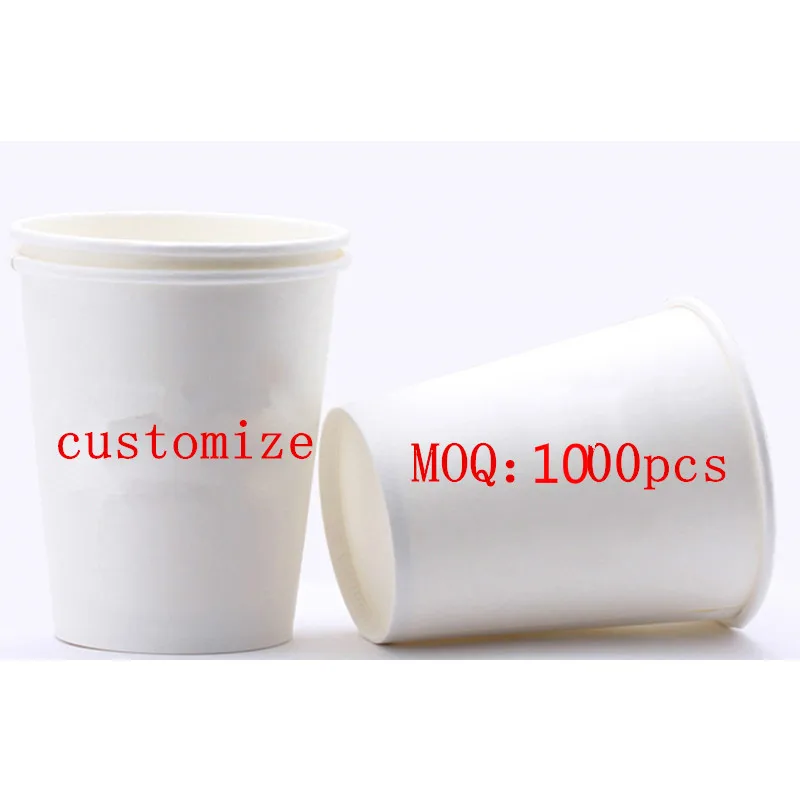 

1000pcs Disposable cofee cups 9oz 250ml water juice beverage packaging paper cup household commercial ad use logo OME customize