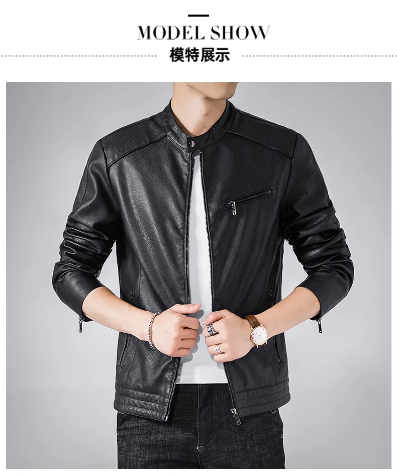 leather vests Men's thickened artificial leather jacket winter warm stand collar fleece handsome slim fit baseball suit/high-grade Pu clothing genuine leather bomber jackets