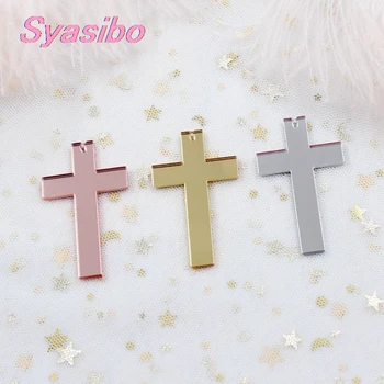 

55mm Acrylic Cross Necklace Ornaments Mirror Glitter Cross Earrings Color 2.2"-AC1273KO