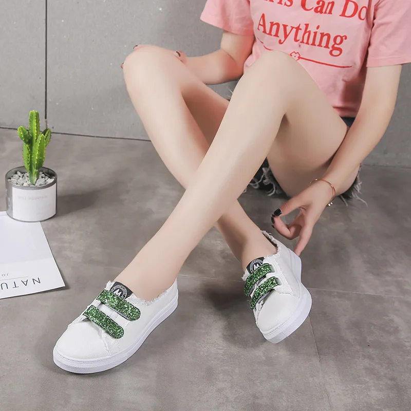 

2019 Autumn New Style WOMEN'S Shoes Korean-style Platform White Shoes Women's Thick Bottomed England Shoes Velcro Canvas Shoes