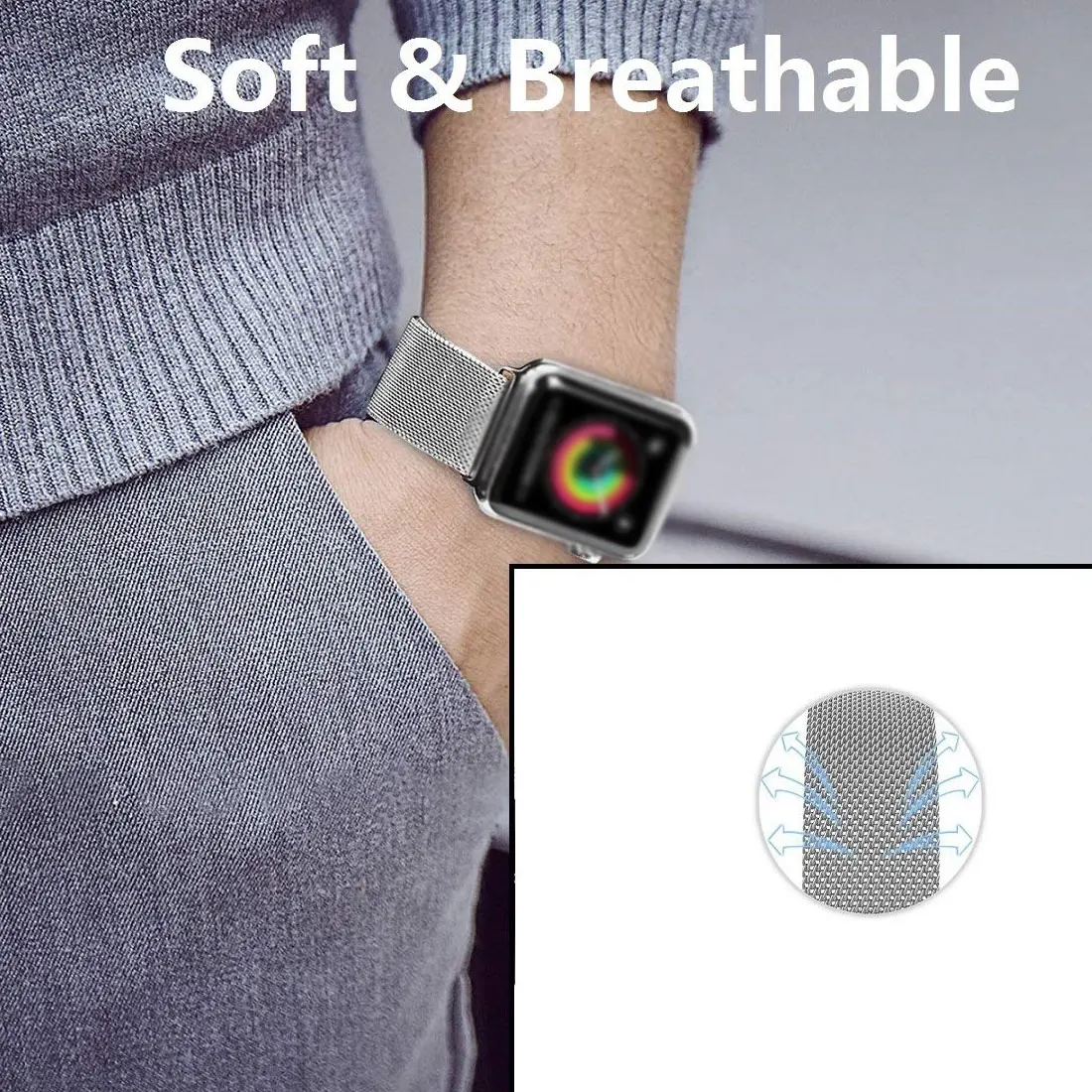 Ремешок для часов, Миланская петля, ремешок с чехол для Apple Watch Series 5/4/3/2 38 мм 42 мм Нержавеющая сталь ремешок на запястье браслет для наручных часов iwatch