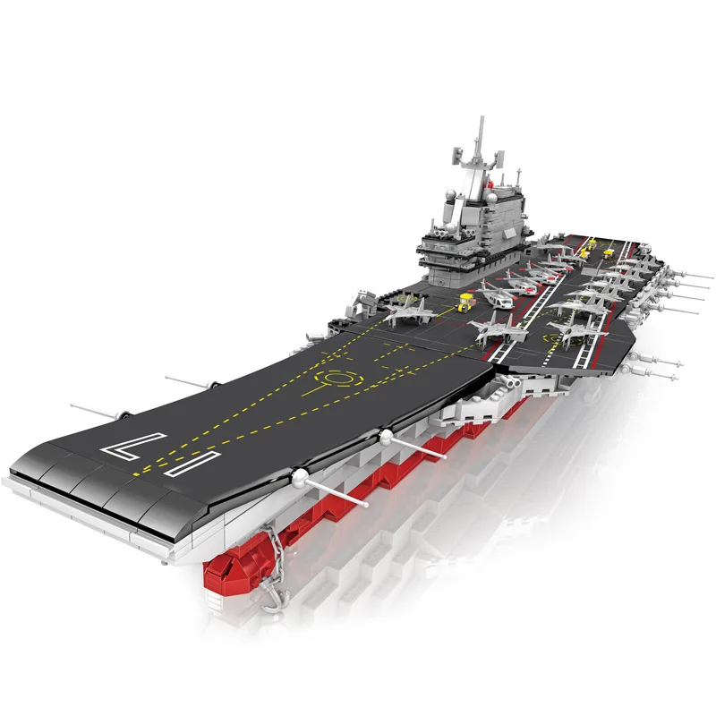 

1:340 2126pcs Collection Series Light sound Aircraft Carrier 001A Military Lighted Small Particle Building Block 2 way play M
