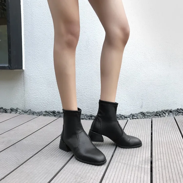 

Big Size 9 10 11 12 boots women shoes ankle boots for women ladies boots shoes woman winter Leather round head sleeve