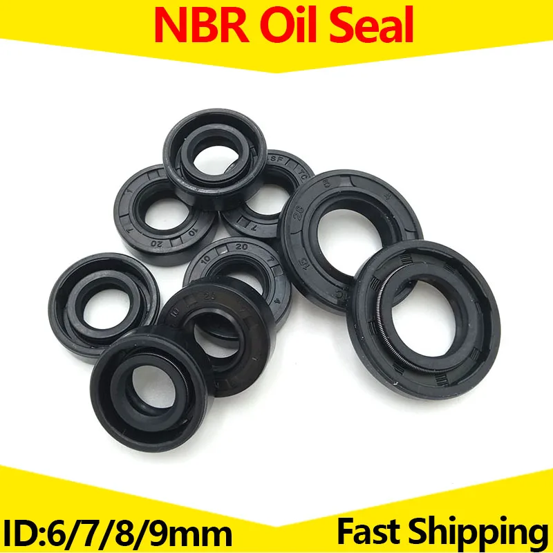 Oil Seals Sealing Gasket Rubber Washers NBR Framework Oil Seal ID 4mm 5mm 6mm 7mm 8mm 9mm OD 12-34mm Thickness 4-10mm 5Pcs