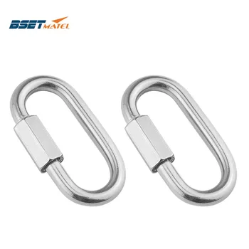 

2PCS 5mm 6mm 8mm 304 Stainless Steel Carabiner Oval Screwlock Quick Link Lock Ring Hook Chain Rope Connector Buckle Locked Hook