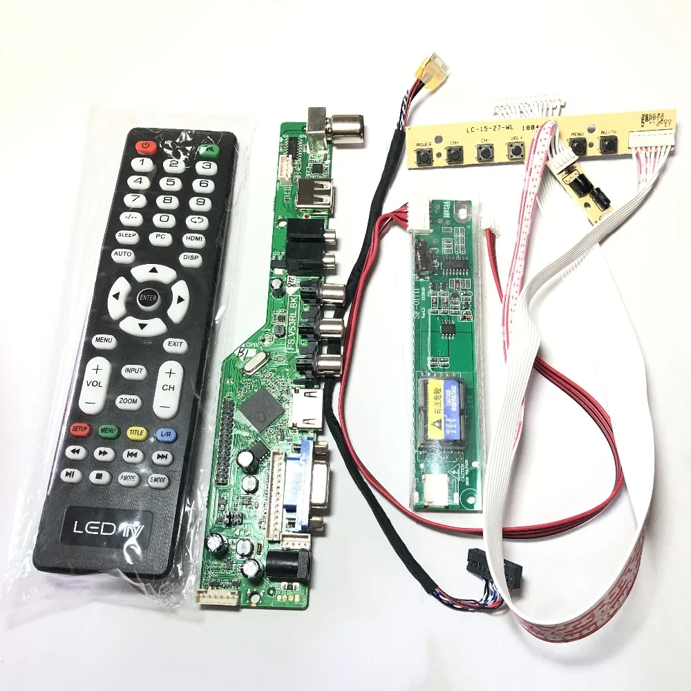 V53 DS.V53RL DS.V53RL.BK Universal LCD TV Controller Driver Board PCVGAHDMIUSB Interface+7 key board+ 1 Lamp inverter (1)