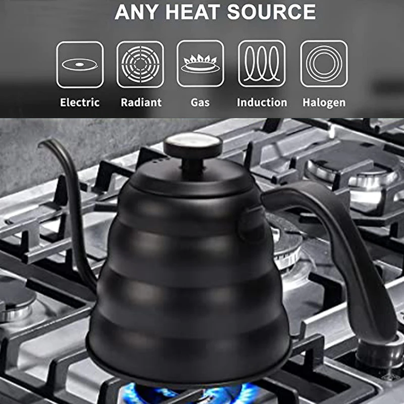 Gooseneck Kettle Temperature Control Stove Top Gooseneck Kettle Bottom Pour  Over Kettle For Electric, Induction, Gas 1.2l - Coffee Pots - AliExpress