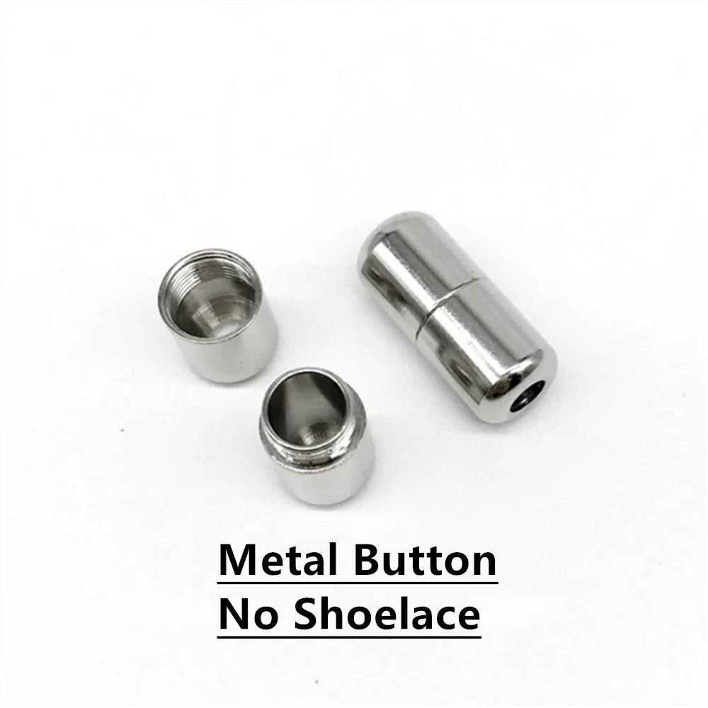Metal Button 1 пара шнурков для обуви без завязок эластичные шнурки металлические капсульные кнопки быстрая ленивая шнурки 100 см Детские и взрослые шнурки для кроссовок - Цвет: Metal Button