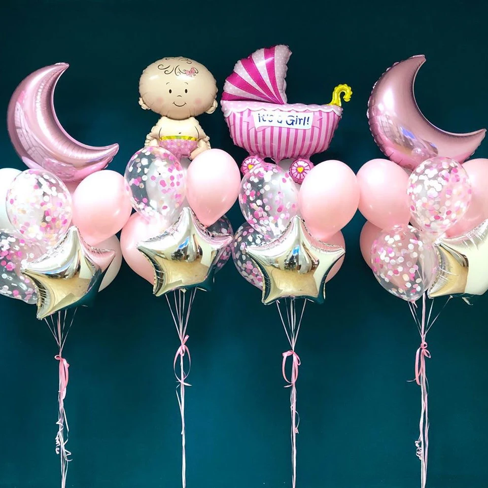Малыш душ мальчики девочки праздник украшения из фольги шары конфетти гелиевые