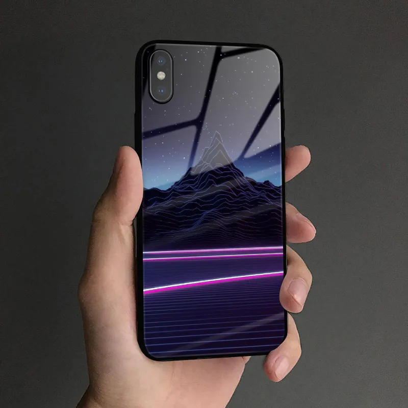 AE 2258 Synthwave Ретро 80s неоновый цветной для iPhone 6 6s 7 8 plus x xr xs 11 Pro max стеклянный чехол для телефона мягкий силиконовый чехол - Цвет: AE 2258