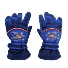 1 Пара Противоскользящие зимние теплые дышащие От 5 до 7 лет Детские лыжные перчатки лыжные темно-синие